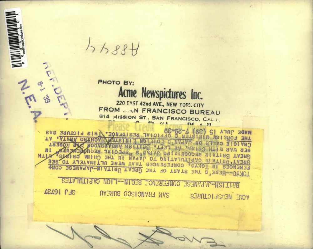 1939 Press Photo Great Britian-Japanese conference conference in Tokyo.