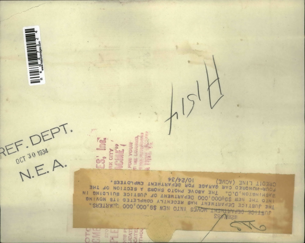 1934 Press Photo Parking area of the new Justice Department quarters