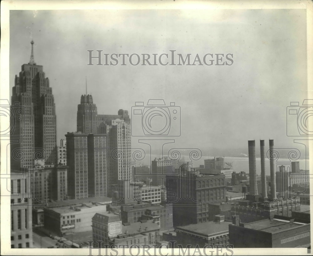 1937 Press Photo Looking North on river Penoboscot Tower on Left