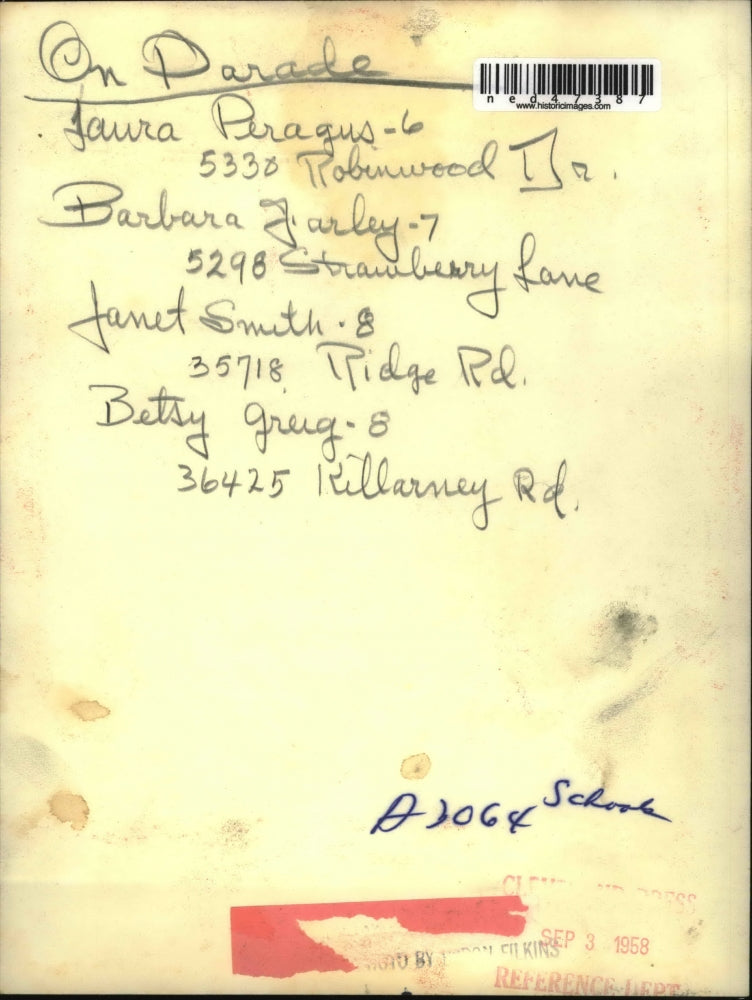 1958 Press Photo Laura Peragus, Barbara Farley, Jamet Smith & Betsy Greig