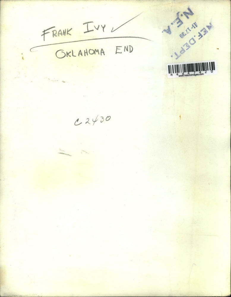 1939 Press Photo Frank Ivy, Oklahoma End