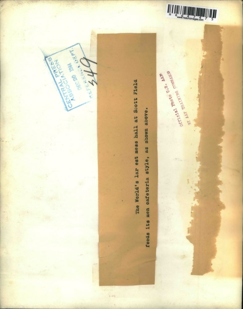 1944 Press Photo The world's largest mess hall at Scott Field