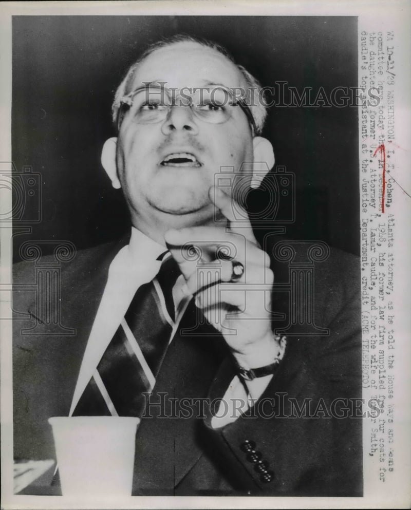 Load image into Gallery viewer, 1951 Press Photo I.T.Cohen, Atlanta lawyer at the the House Ways Committee
