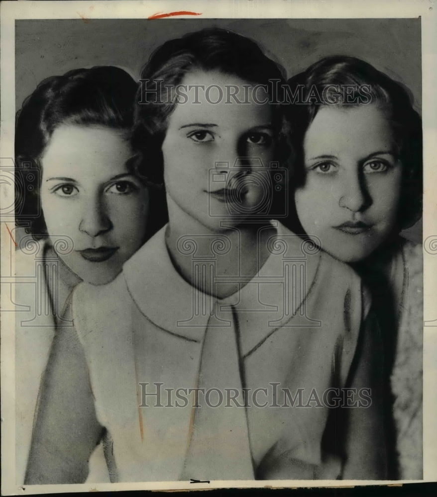 1933 Press Photo L to R; June, Gale and Helen Hommel- Historic Images