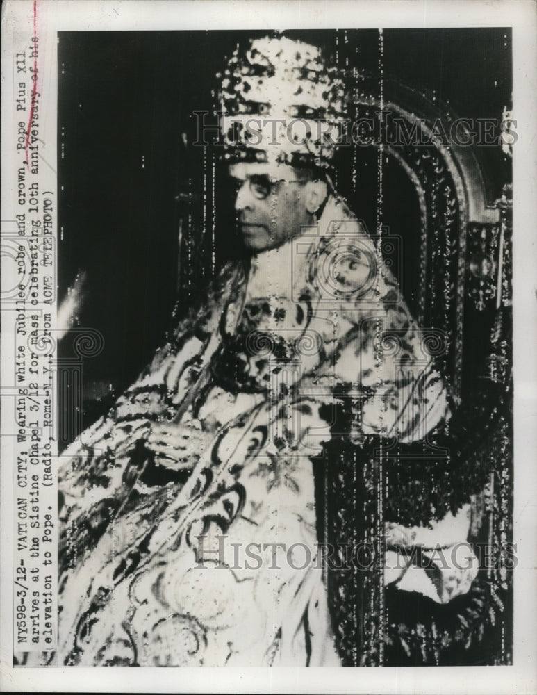 1949 Press Photo Pope Pius XII at the Sistine Chapel