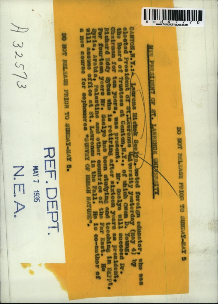 1935 Press Photo Canton NY Laurence Hichok Seelys noted foreign educator was