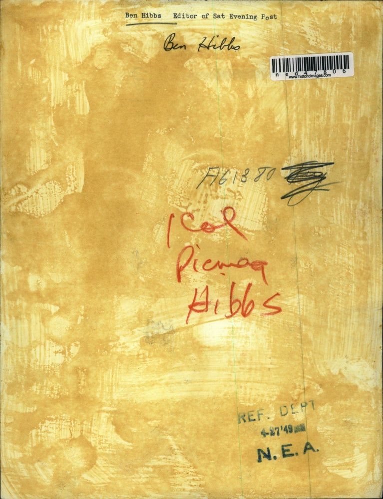 1949 Press Photo Ben Hibbs editor of Saturday Evening Post