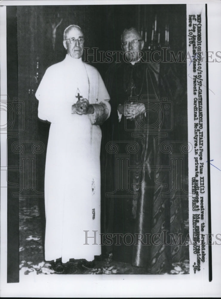 1957 Press Photo Pope Pius Xii and James Cardinal Meintyre