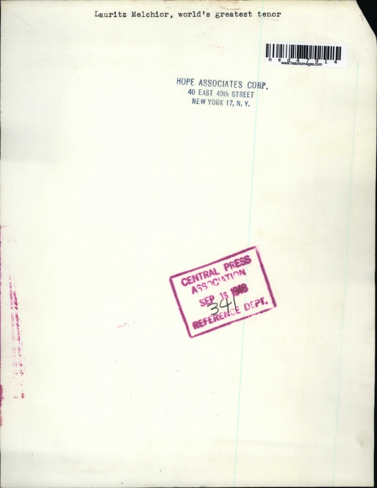 1948 Press Photo Lauritz Melchior, Worlds Greatest Tenor