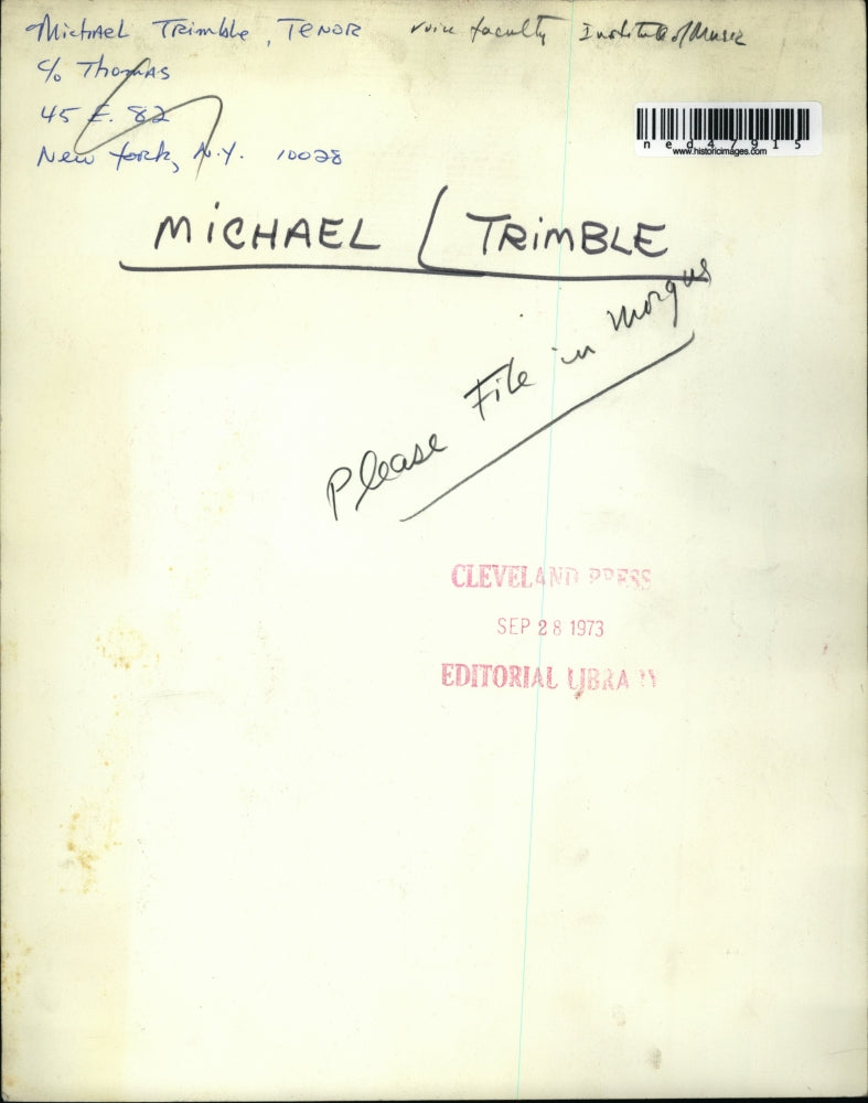 1973 Press Photo Michael Trimble,Tenor