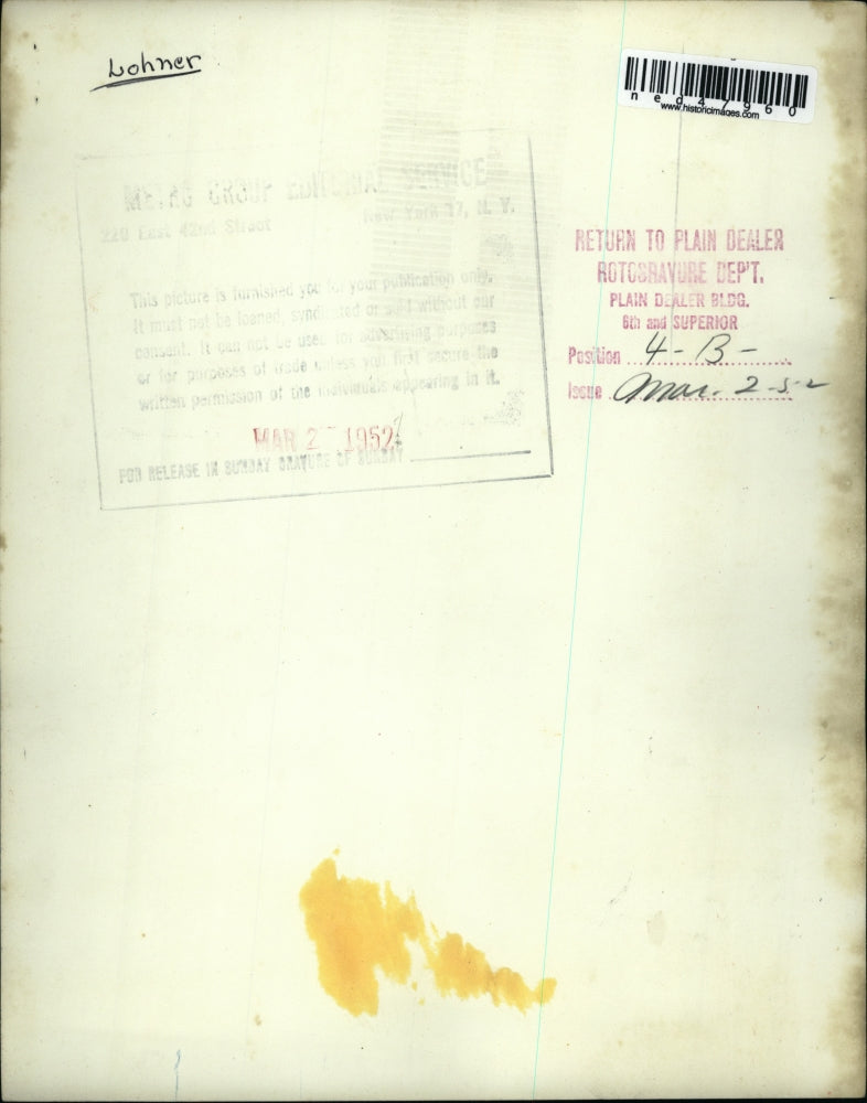 1952 Press Photo Lohner in Theater Play