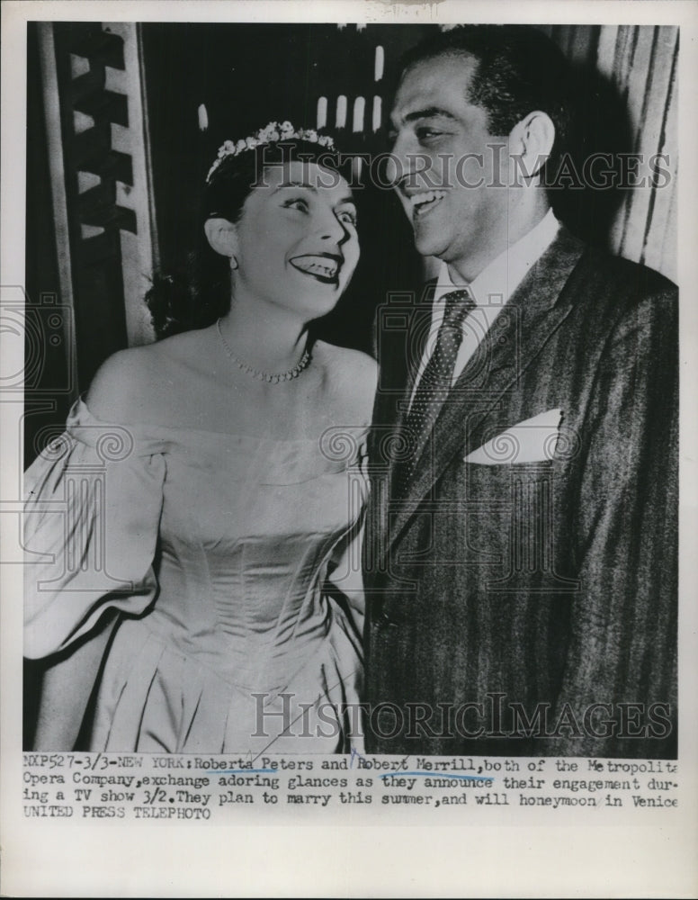 Load image into Gallery viewer, 1952 Press Photo Roberta Peters and Robert Merrill
