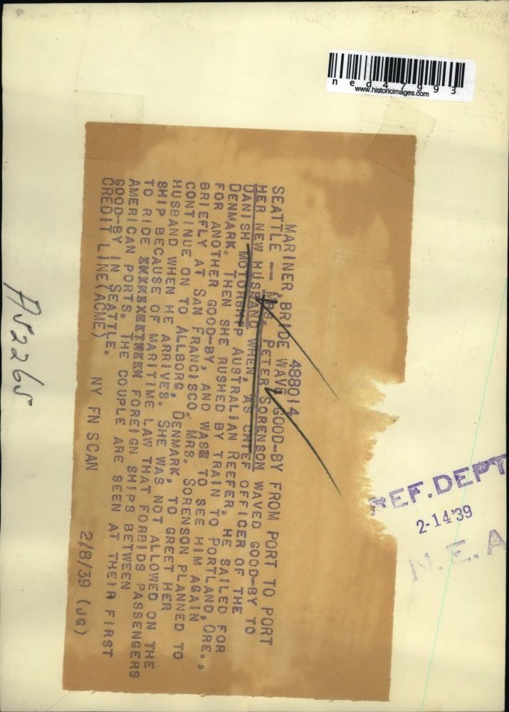 1939 Press Photo Seattle Wash Mrs Peter Sorensen & new husband