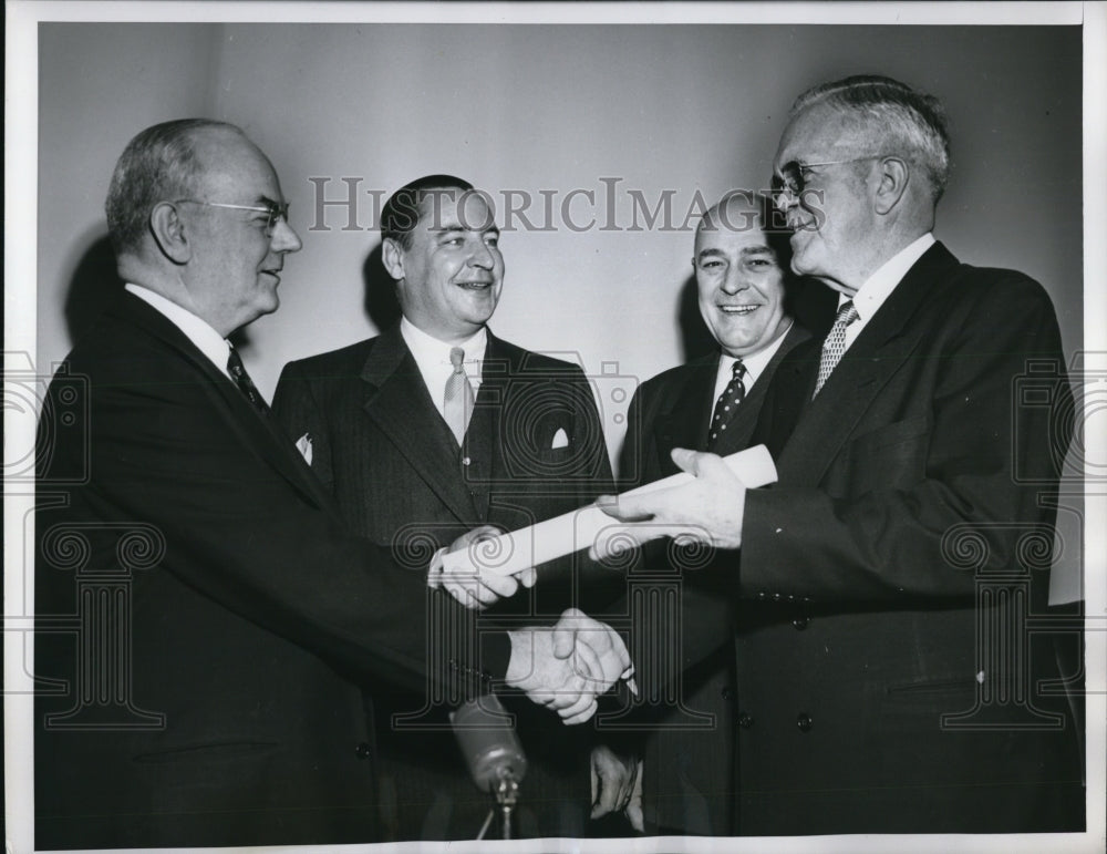 1952 Press Photo Ernest C.Wright recieves commission from Sec. John Snyder