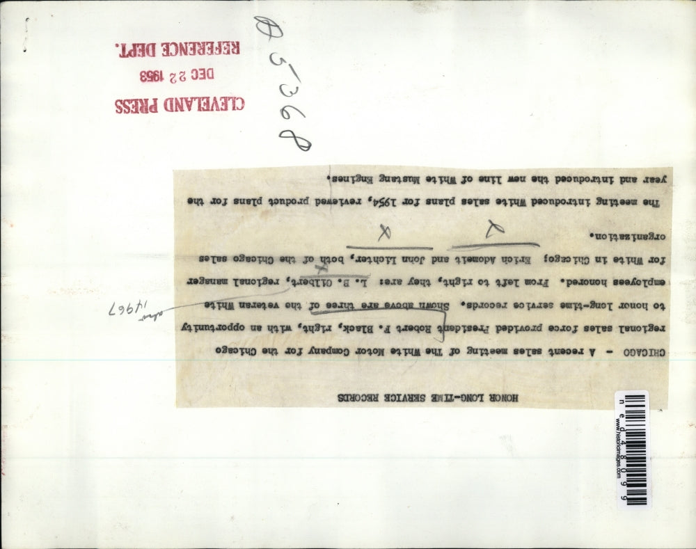 1953 Press Photo Chicago A recent meeting of the White Motor Company provided