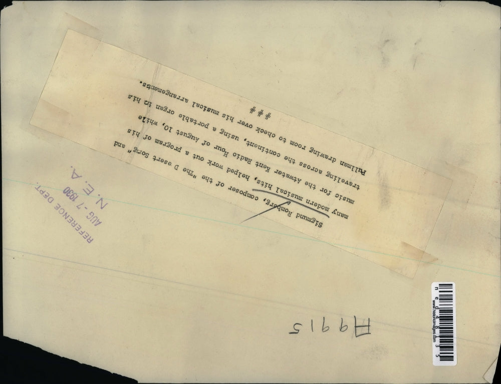 1930 Press Photo Composer Sigmund Romberg on Atwater Kent Radio