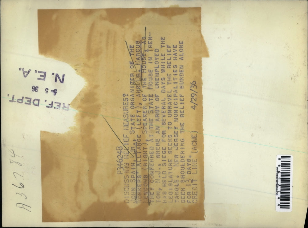 1936 Press Photo John Spain Jr and Dr. Marcus Newcomb confer at the State House