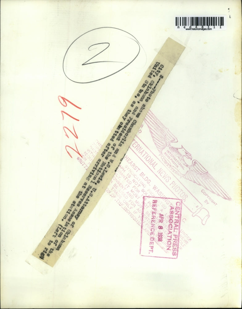 1938 Press Photo Chamberlain and W C Lewis Us Attorney of Oklahoma and