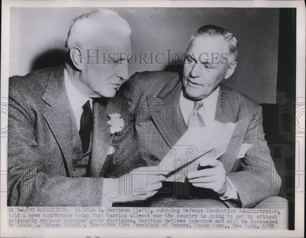 1951 Press Photo William Harrison Defense Production Administrator, Washington
