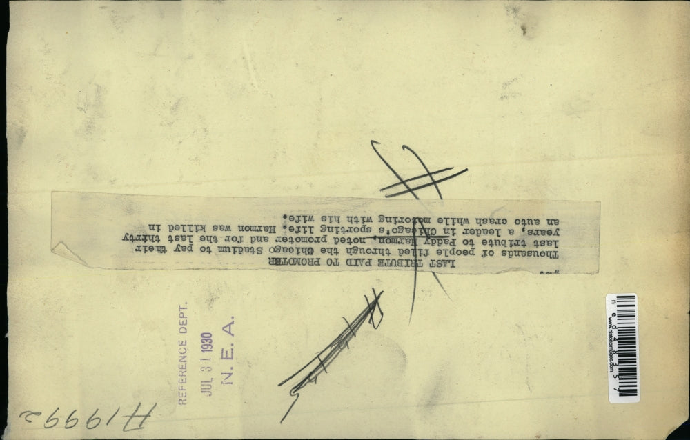 1930 Press Photo Paddy Harmon, Sports Promoter In Chicago Illinois