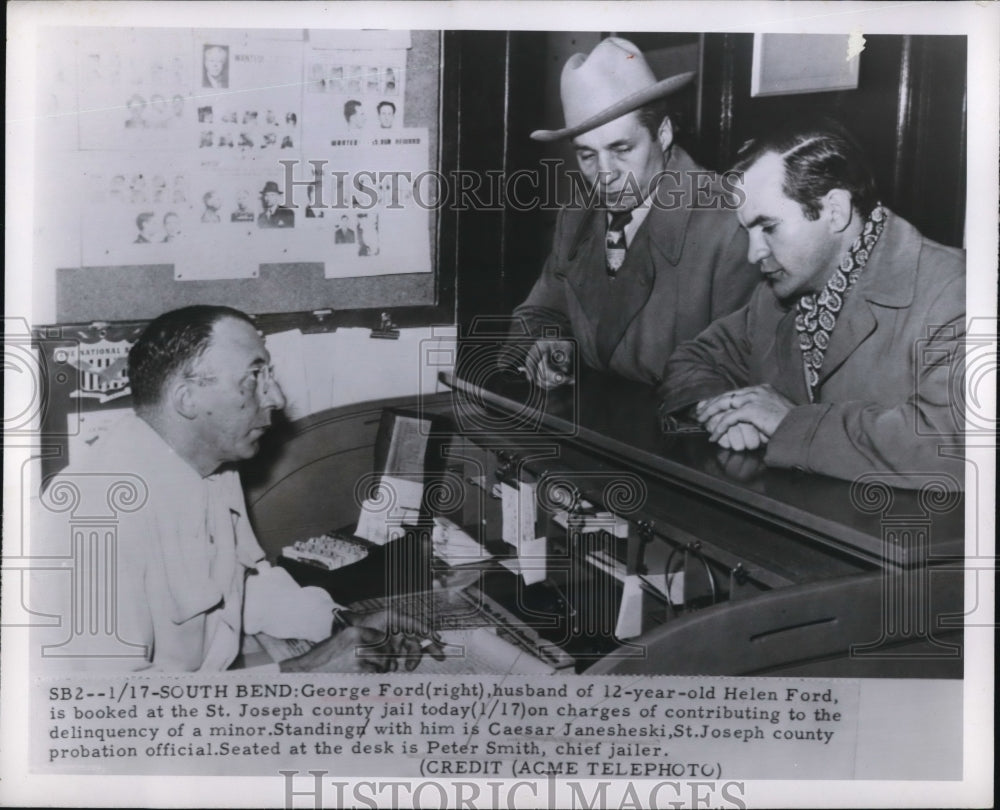 1951 Press Photo George Ford Married To 12 Year Old Helen Ford In Jail Today