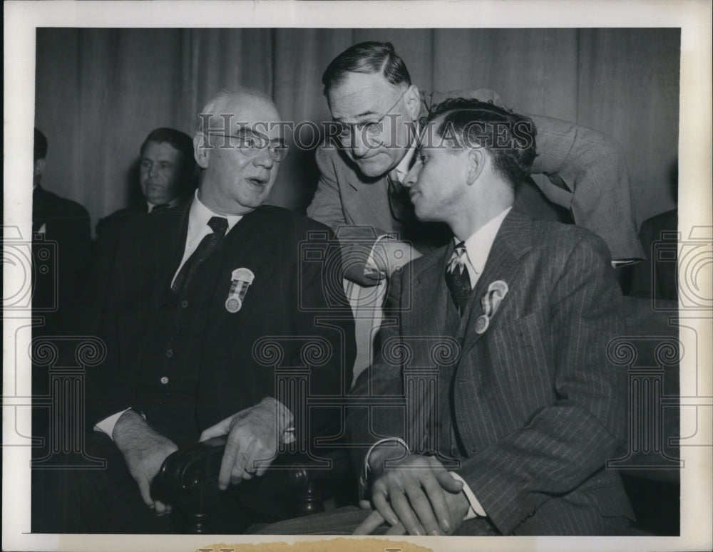 1949 Press Photo CIO chief Philip Murray, Emil Rieve,TW Union, James Carey