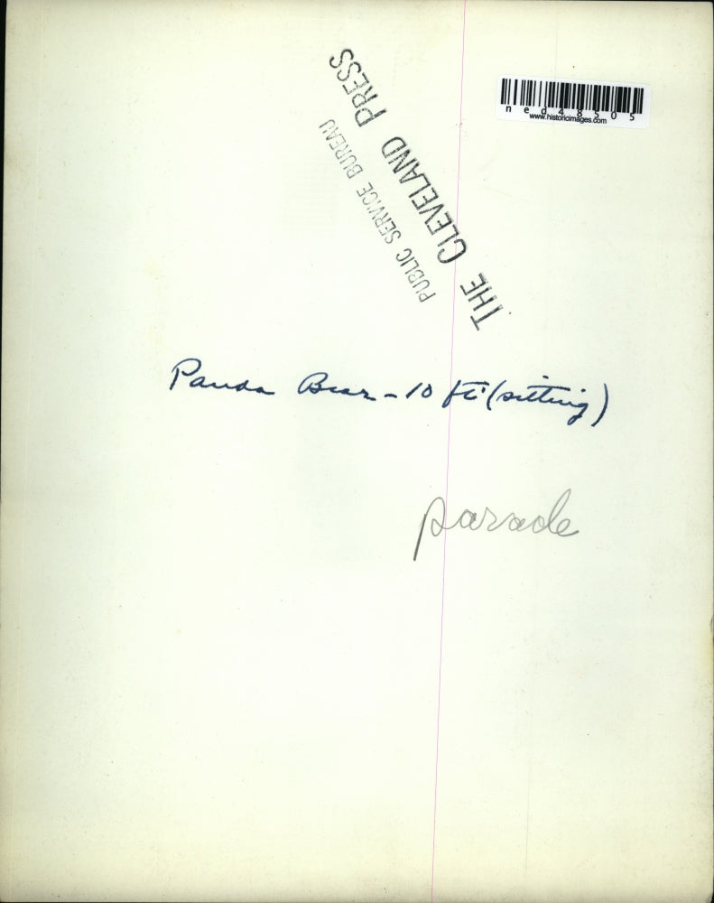 Press Photo Panda Bear 10 ft tall sitting down for a Cleveland parade float