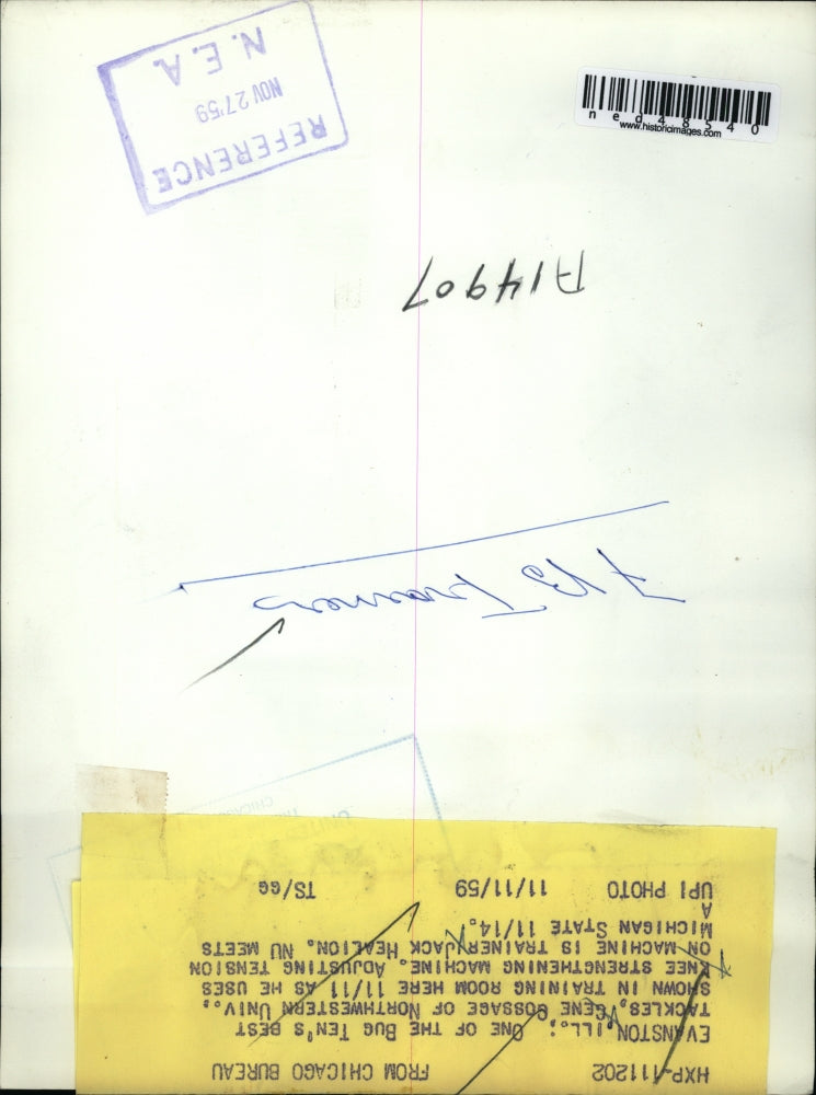 1959 Press Photo Evanston Ill One of the big ten's best tackles Gene Gossage of