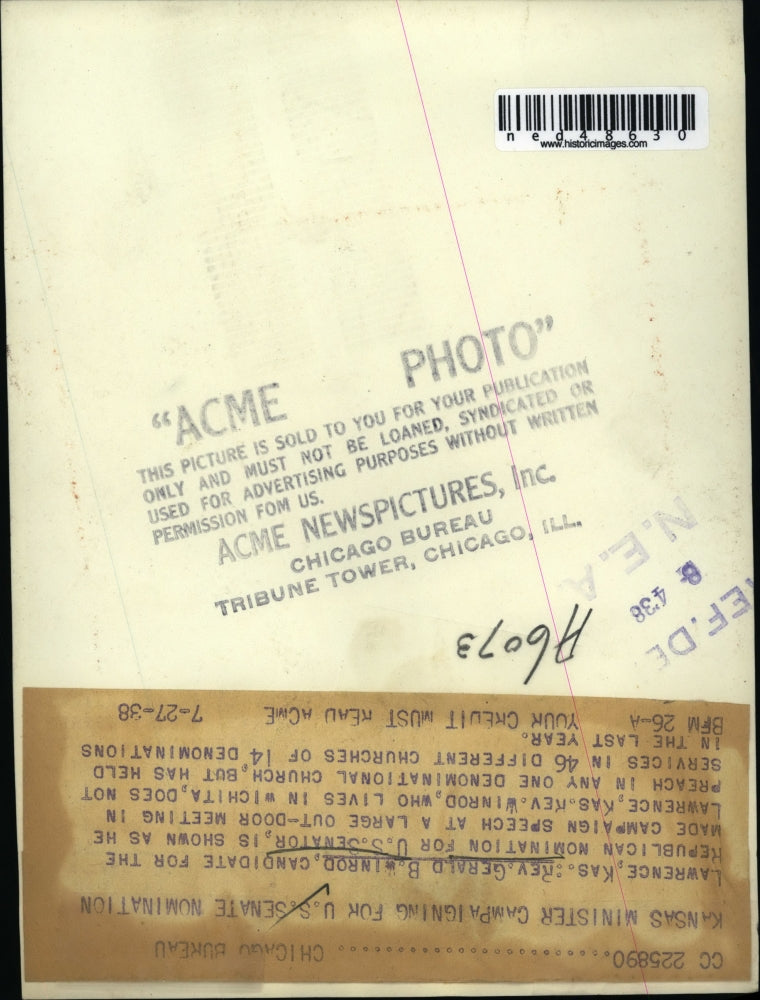 1938 Press Photo Rev Gerald Winrod candidate for US Senator