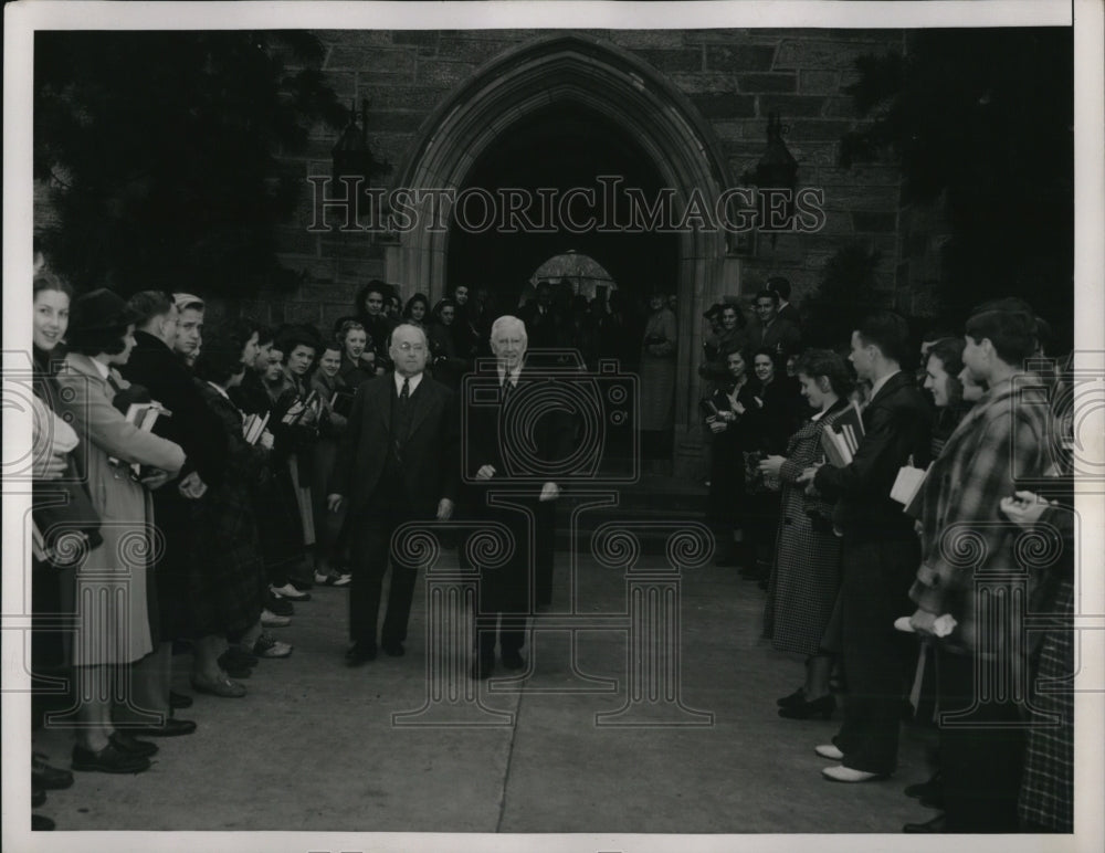 1938 Press Photo Frances H Green and Mark Sullivan at Teachers College