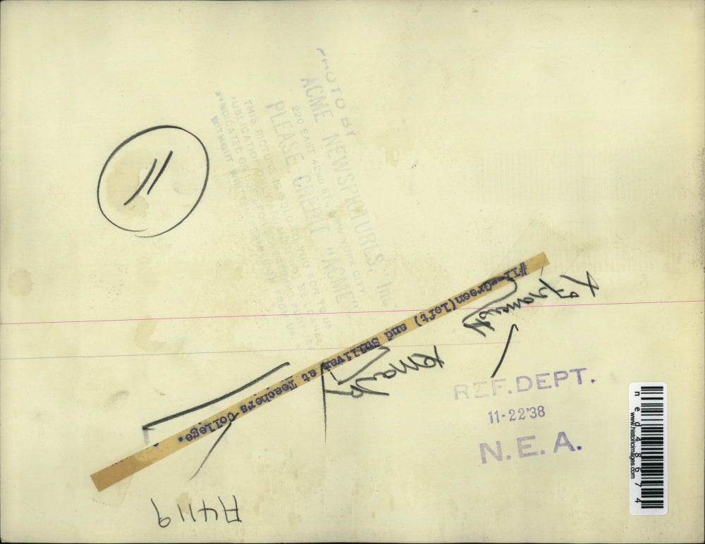 1938 Press Photo Frances H Green and Mark Sullivan at Teachers College