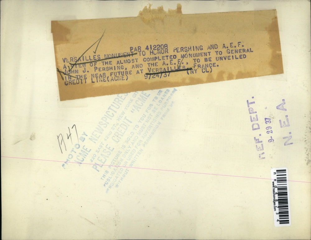 1937 Press Photo a view of almost completed to General John J Pershing and the