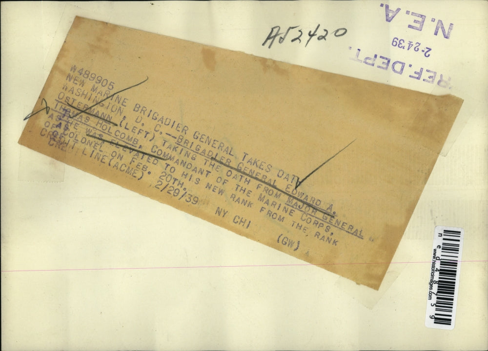 1939 Press Photo Brigadier general Edward Ostermann & Major Gen. Thomas Holcomb