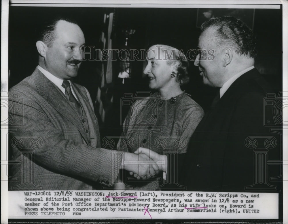 1955 Press Photo Washington Jack Howard President of EW Scripps Co was sworn