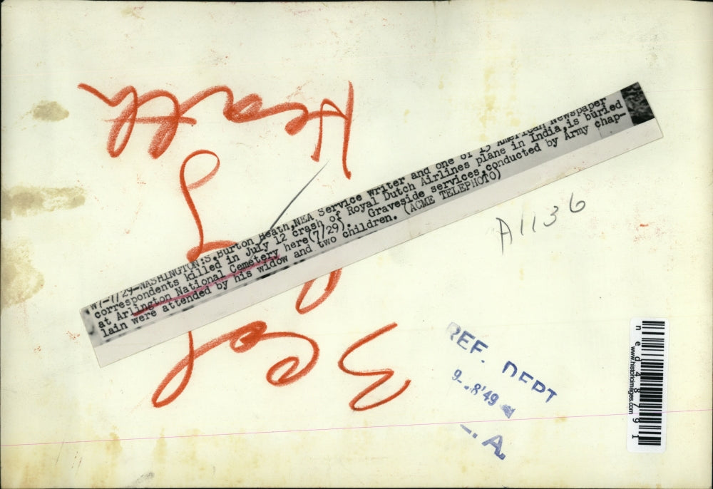 1949 Press Photo Burton Heath NEA Service writer and one of 13 American