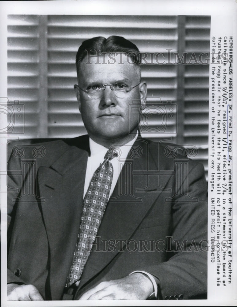 1957 Press Photo Dr. Fred Fagg, Jr. University of Southern California