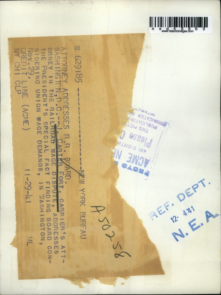 1941 Press Photo J. Carter Fort, Railroad Attorney