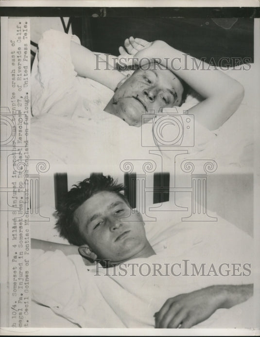 1952 Press Photo Victims of Turnpike Crash In Somerset Hospital Pennsylvania- Historic Images