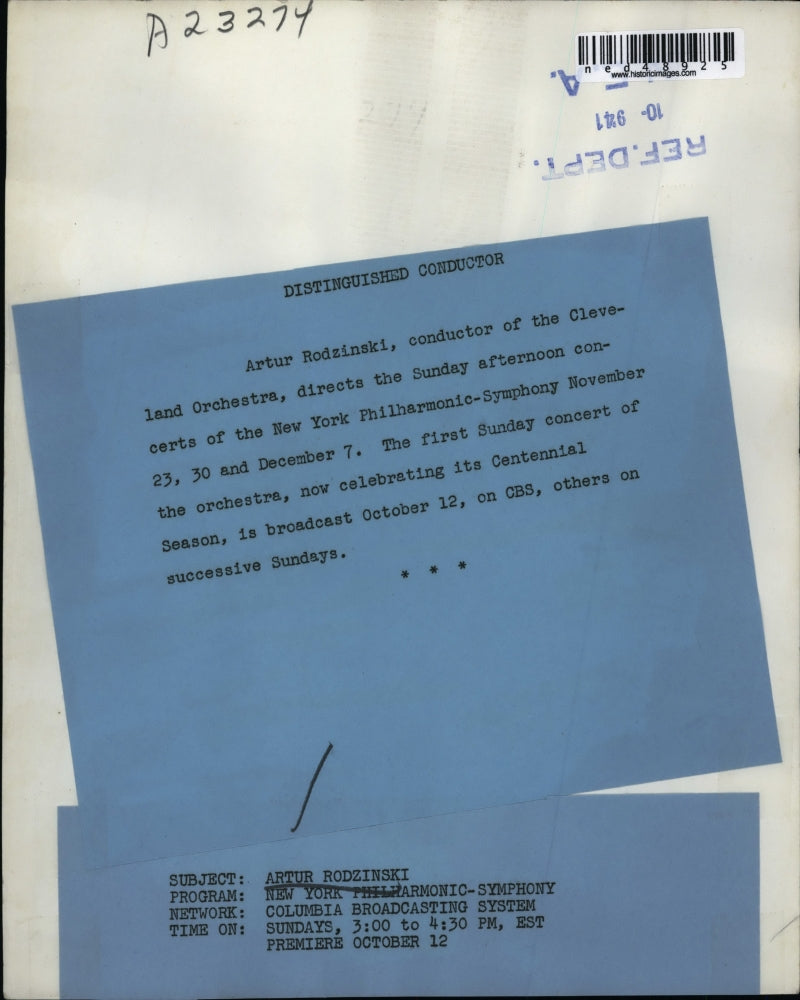 1941 Press Photo Artur Rodzinski conductor Cleveland Orchestra