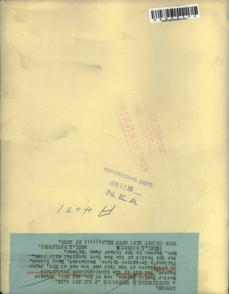 1929 Press Photo Master Daniel Payson distinguished youngster at the fair & tea