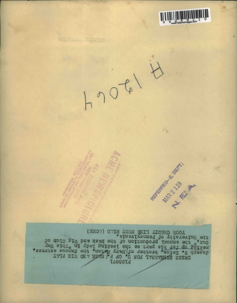 1929 Press Photo Joseph S Eaton as leading lady in This Way Out