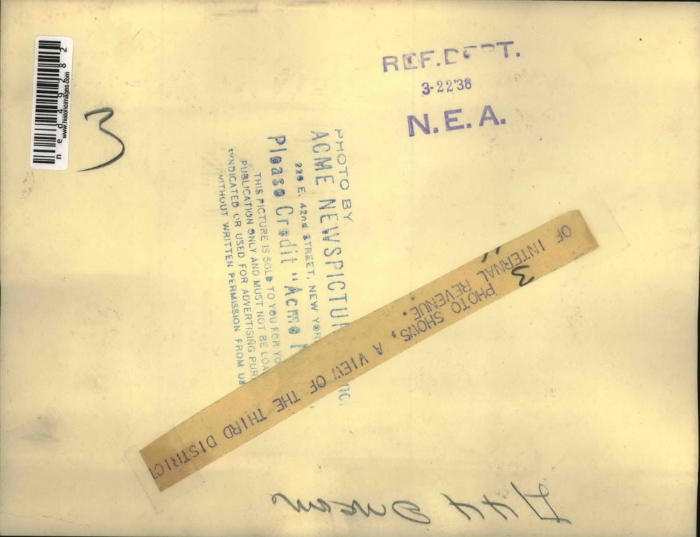 1938 Press Photo Third District of Internal Revenue