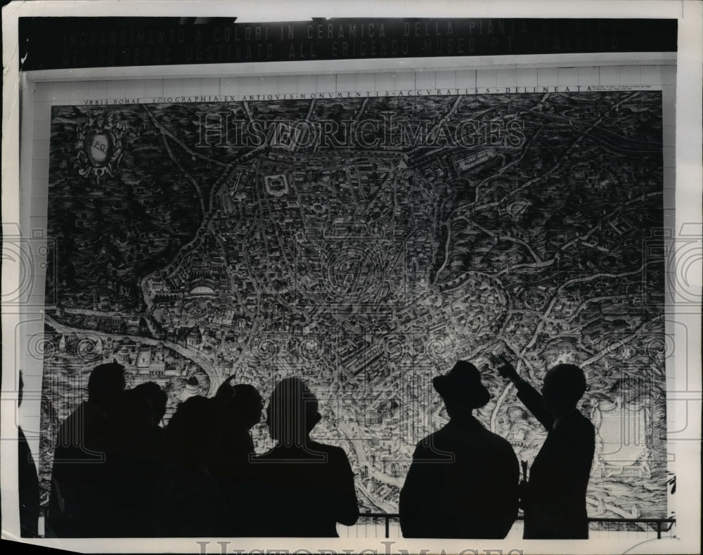 1957 Press Photo 1st Century Middle Ages Rome Mosaic Map by Daniele Bendoni