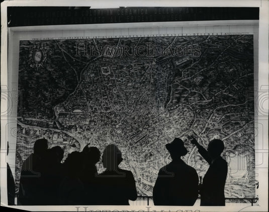 1957 Press Photo 1st Century Middle Ages Rome Mosaic Map by Daniele Bendoni