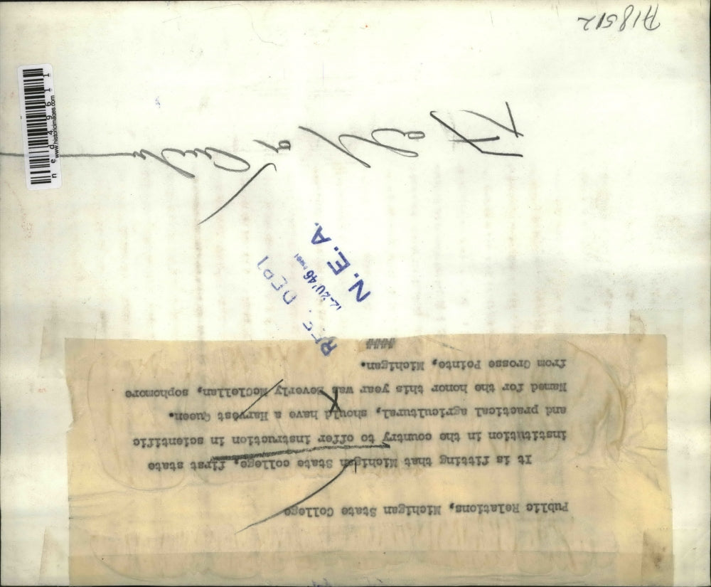 1946 Press Photo Beverly McClellan as Michigan State College Harvest Queen