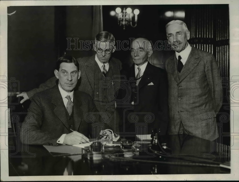 1930 Press Photo Ray Lyman Wilbur, Dr. F.J. Kelly, Dr. S.J. Crumbine & H. Folks