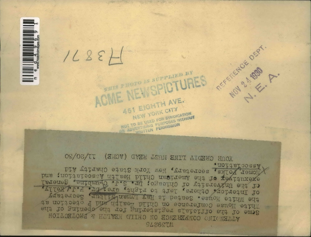 1930 Press Photo Ray Lyman Wilbur, Dr. F.J. Kelly, Dr. S.J. Crumbine & H. Folks