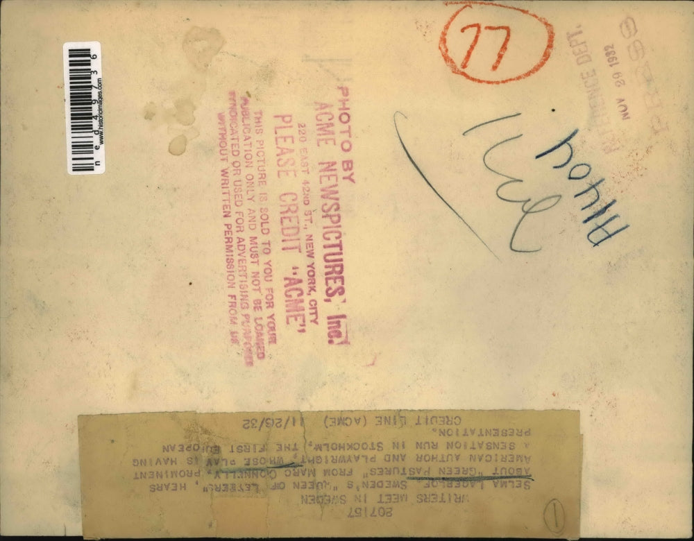 1932 Press Photo Selma Lagerlof hears about Green Pastures from Marc Connelly