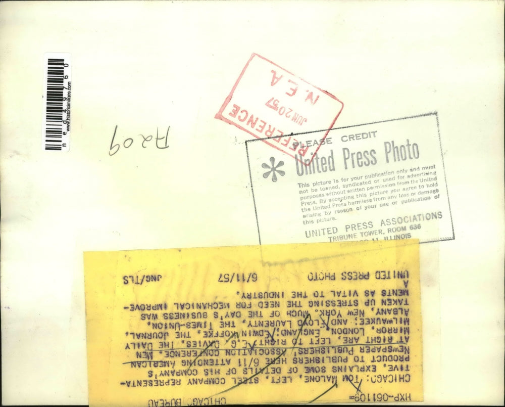 1957 Press Photo Tom Malone, Steel Company Representative