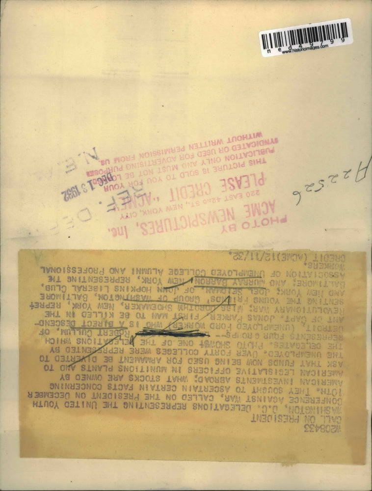 1932 Press Photo Washington D.C. Delegations representing the United Youth